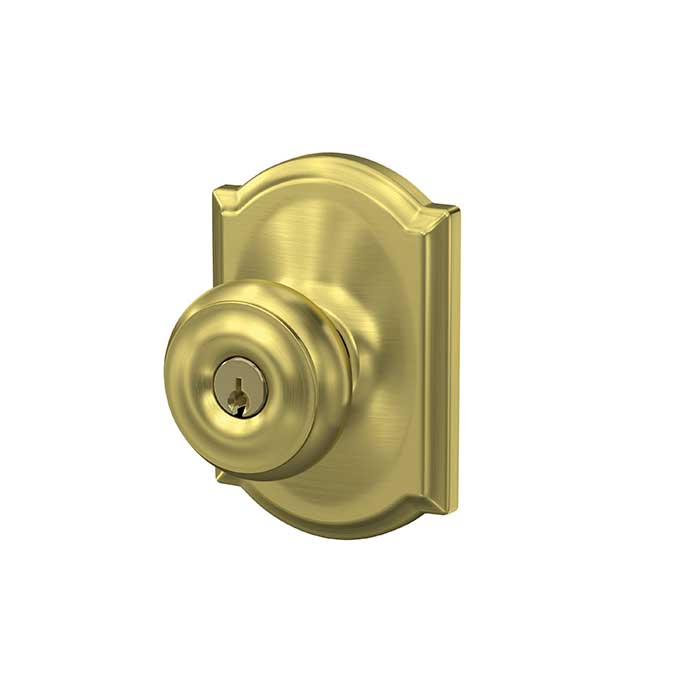 F51A Georgian Keyed Entry Knob Lock With Camelot Trim