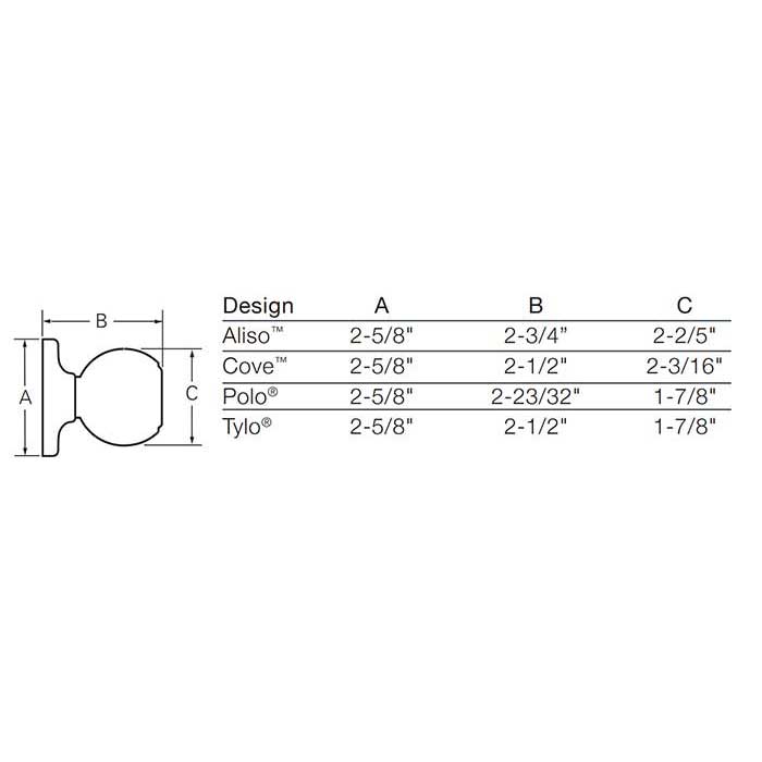 Cove Knob Interior For Single Cylinder Handleset Trim
